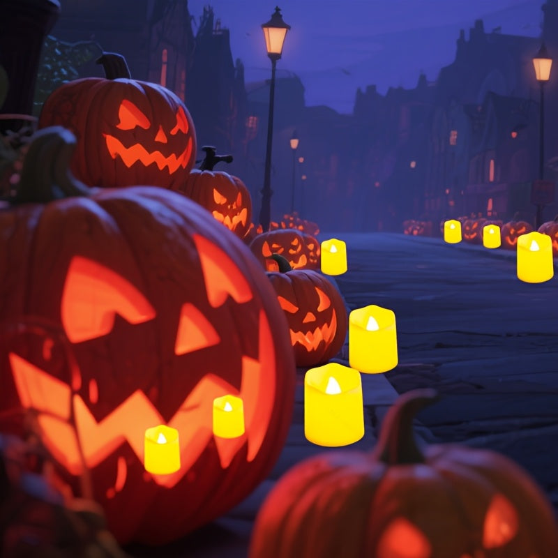 Flameless LED Jar Candles with Glitter Warm White Glow for Halloween Decor