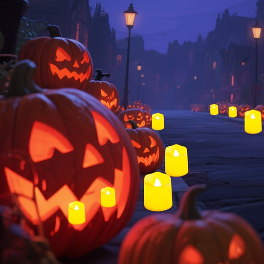 Flameless LED Jar Candles with Glitter Warm White Glow for Halloween Decor