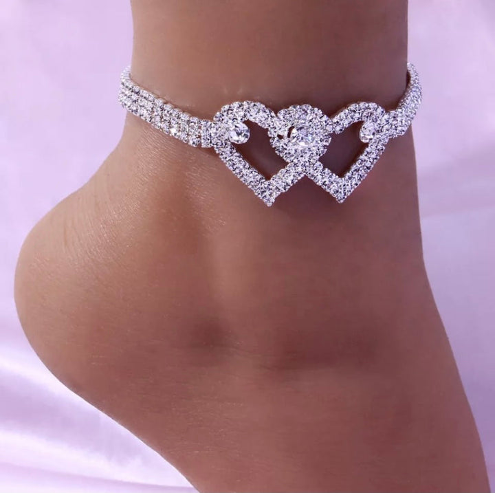 2 Hearts Anklet Ankle Bracelet
