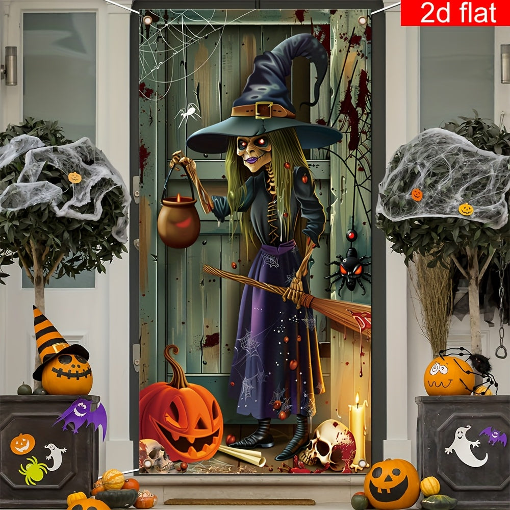 Halloween Witch Banner with Cauldron and Broomstick – Outdoor Durable Decor