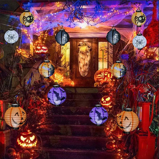 Halloween Hanging Paper Lanterns with Spooky Glow Decorations