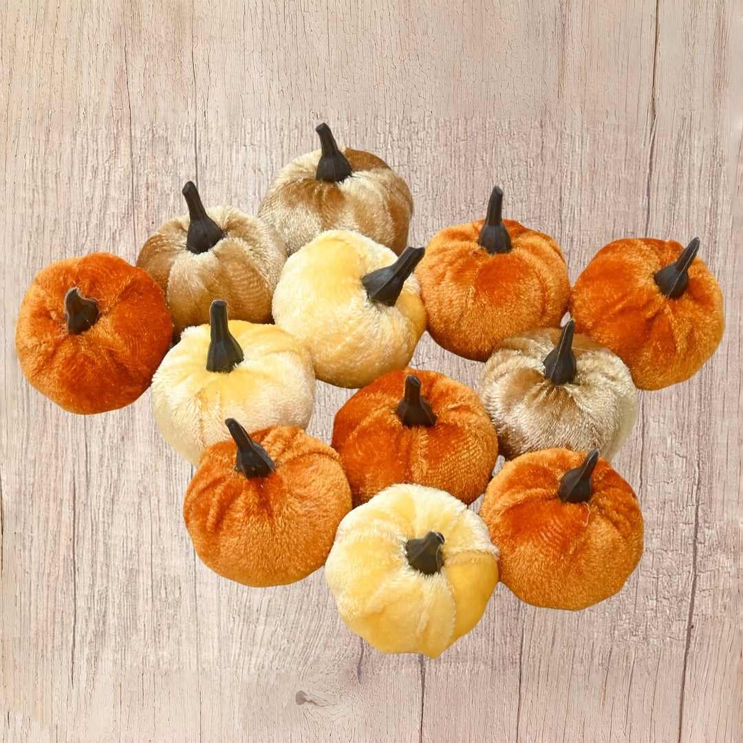 12-Piece Indoor Decorative Pumpkin Set for Halloween and Fall Decor