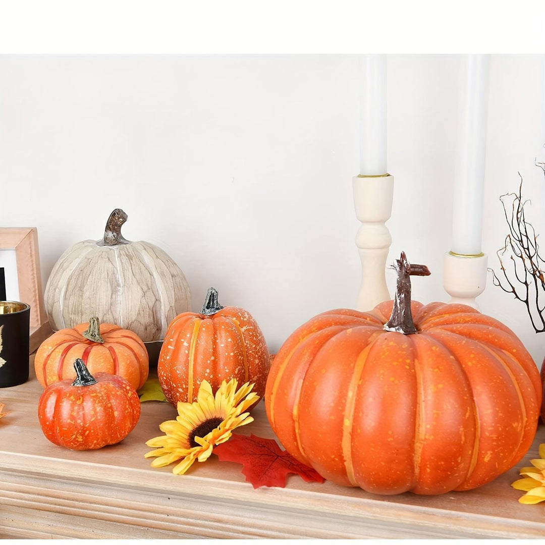 58-Piece Artificial Pumpkin and Maple Leaf Fall Decor Set for Halloween