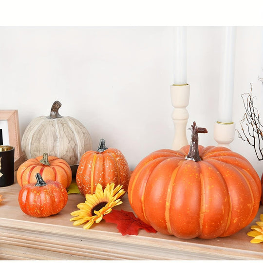 58-Piece Artificial Pumpkin and Maple Leaf Fall Decor Set for Halloween