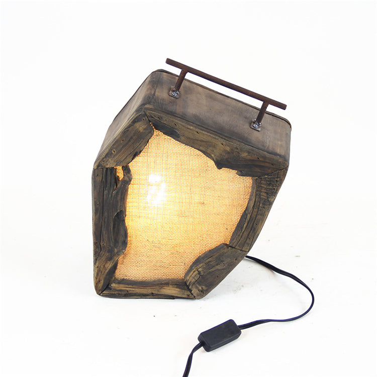 Handmade Cotton Yarn Wooden Lamp With Bulbue