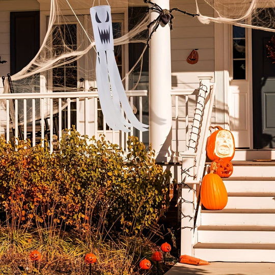 Spooky Halloween Polyester Garden Decoration with Jack-O'-Lanterns & Cauldron (2 pieces)