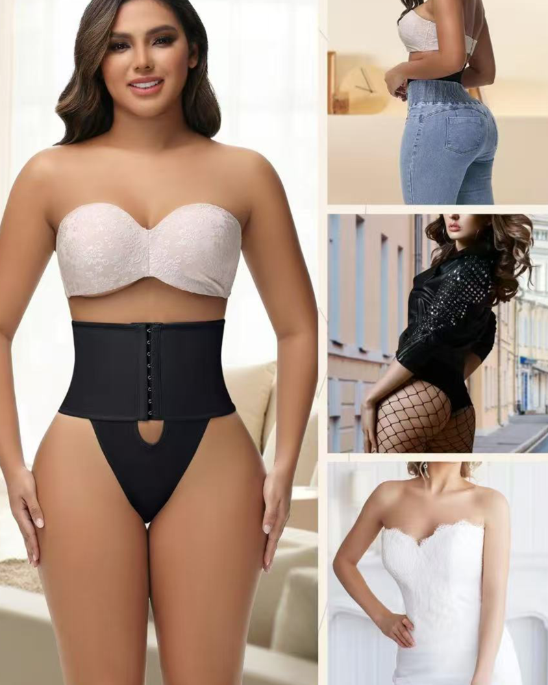 Front-opening Shapewear with Lace Trimmed Tummy Control Panty