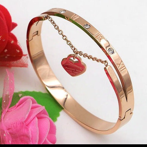 Love Bangle Bracelet Hanging Heart