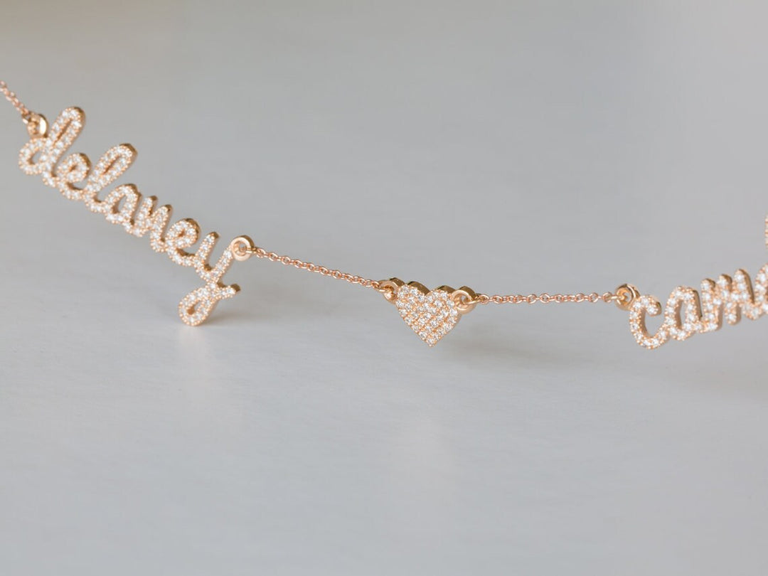 Christmas Gift Personalized Diamond Heart Name Necklace