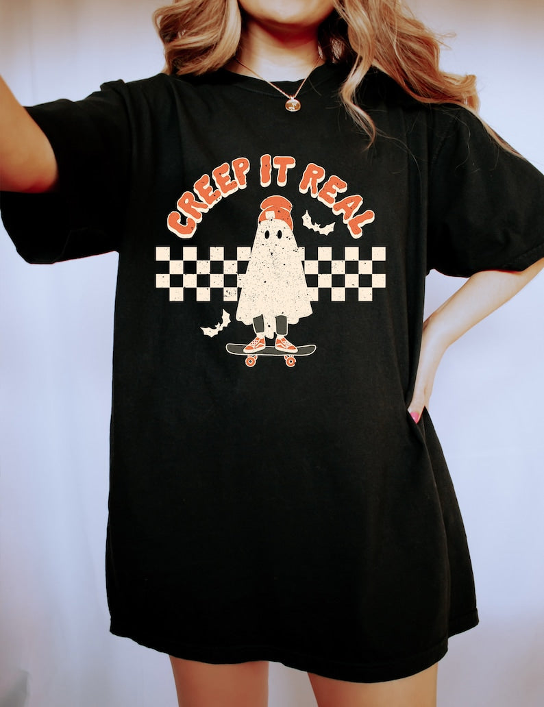 Retro Halloween Comfort Colors shirt  Creep it Real Shirt Vintage Ghost Halloween Shirt