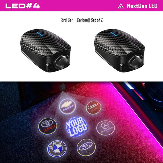 Car LED Welcome Door Light Projector | Set of 2 with Light & Distance Sensors |Fits All Car Models | Reliable Quality with 2-Year Warranty