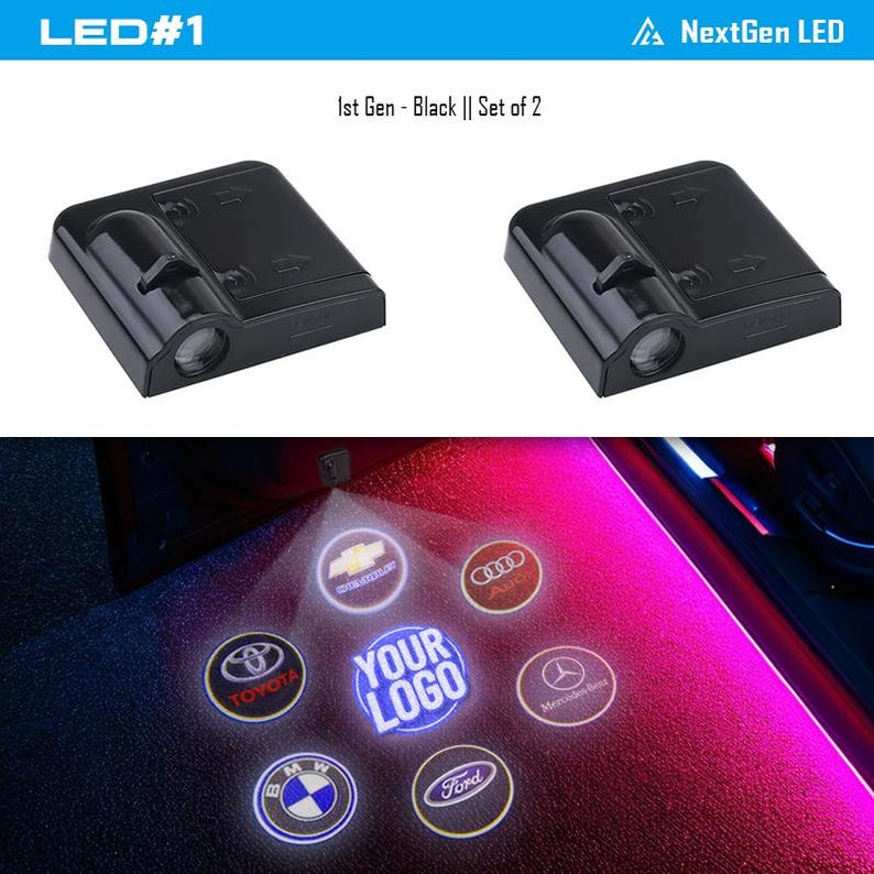 Car LED Welcome Door Light Projector | Set of 2 with Light & Distance Sensors |Fits All Car Models | Reliable Quality with 2-Year Warranty