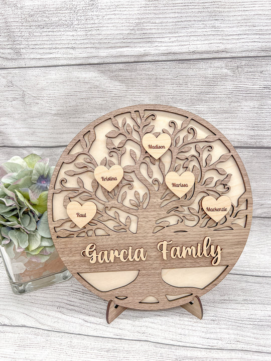 Personalized Wooden Gift Grandkids Sign Family Tree