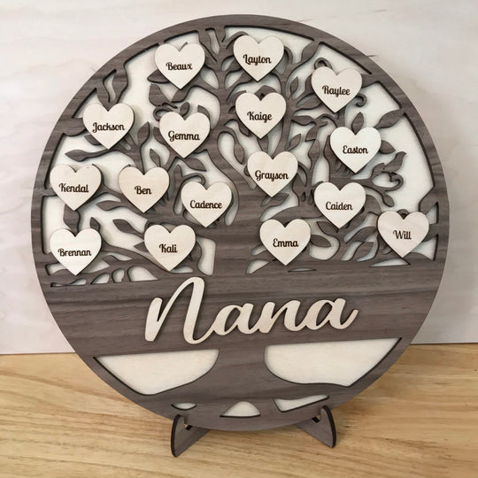 Personalized Wooden Gift Grandkids Sign Family Tree