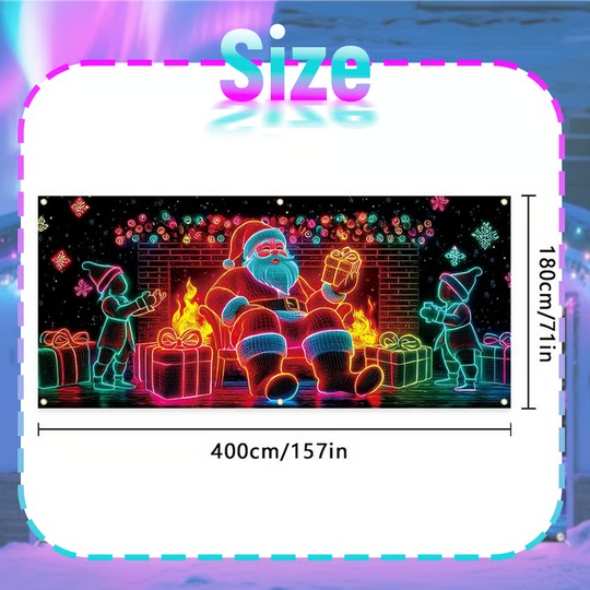 Christmas Neon Garage Door Cover Banner Decorative