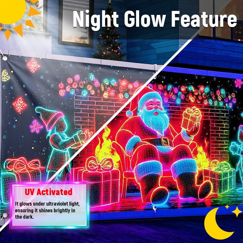 Christmas Neon Garage Door Cover Banner Decorative