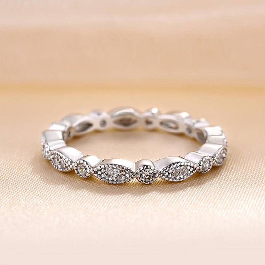 Vintage Full Eternity Art Deco Stacking Women's Wedding Band In Sterling Silver