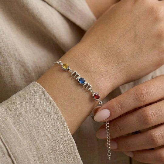 Custom Kids Name Birthstone Mom Bracelet