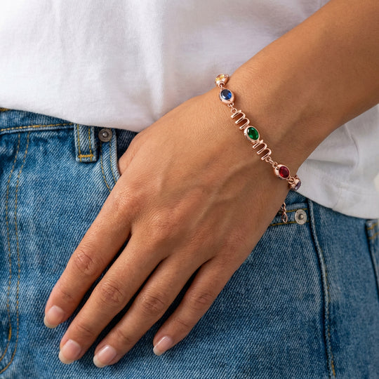 Custom Kids Name Birthstone Mom Bracelet