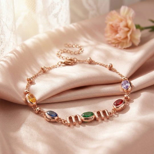 Custom Kids Name Birthstone Mom Bracelet
