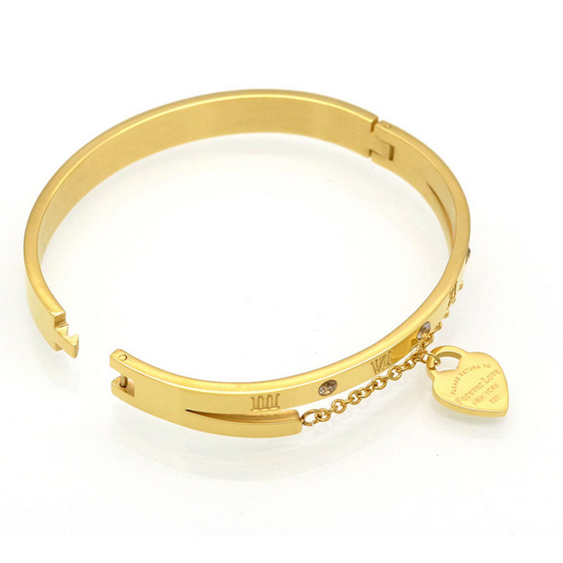 Love Bangle Bracelet Hanging Heart