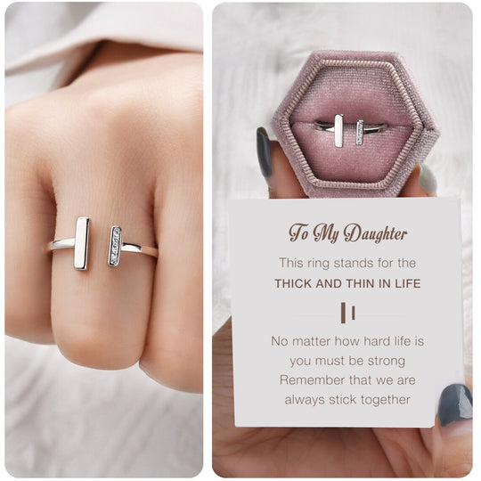 To My Daughter-S925 Thick And Thin In Life Minimalist Ring Birthday Gifts for Daughter