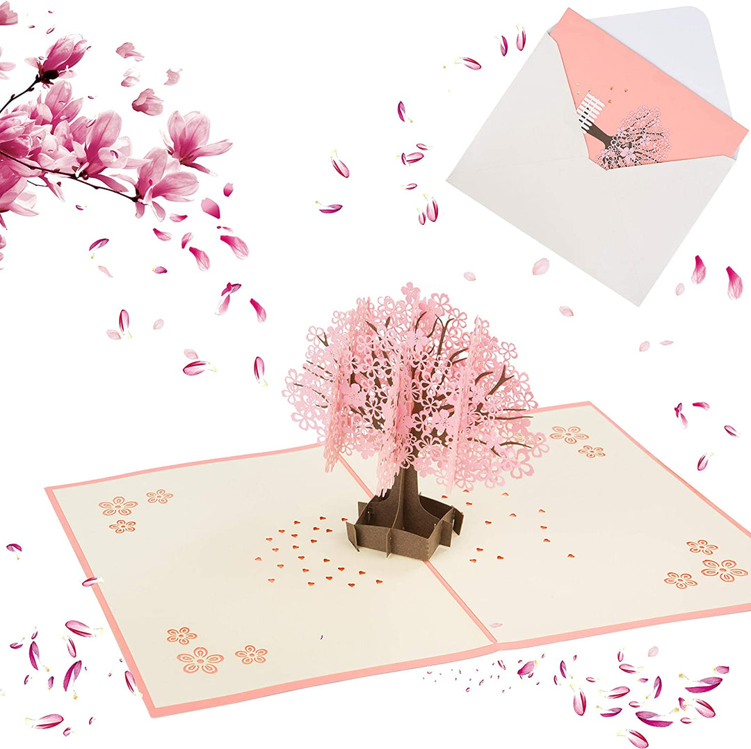 Valentine's Day 3D Pop-up Plum Blossom Greeting Cards Romantic Wedding Invitation Card for Her Him