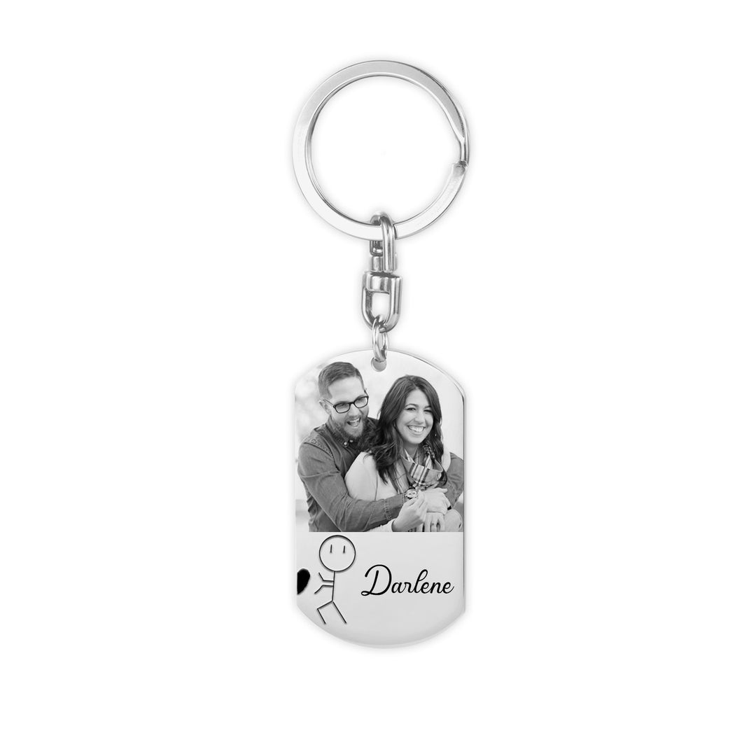 Anniversary date ideas Couple Keychain Customized Photo Funny Heart Matching Keyring