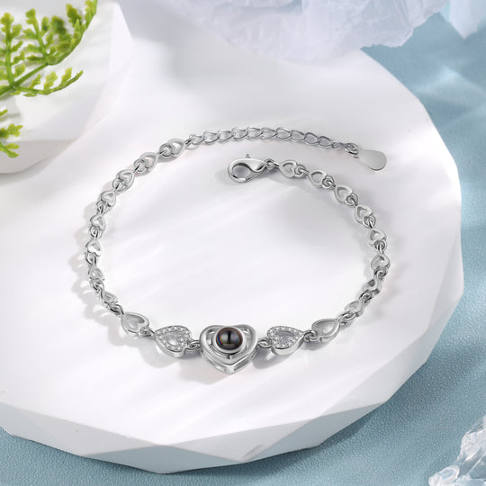 Heart Chain Projection Bracelet Personalized Hidden Photo Bracelet Creative Gift for Her