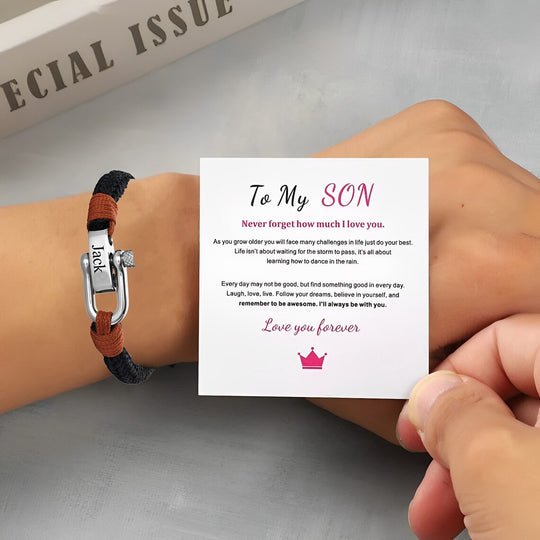 To My Son, Bow Buckle Bracelet "I'll Always be With You" Birthday Gifts for Son