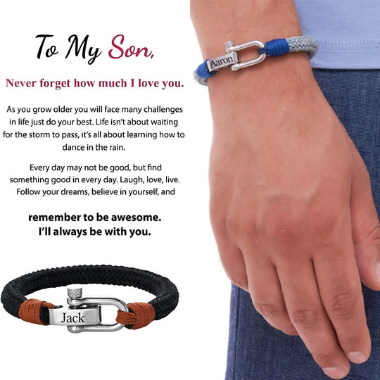 To My Son, Bow Buckle Bracelet "I'll Always be With You" Birthday Gifts for Son