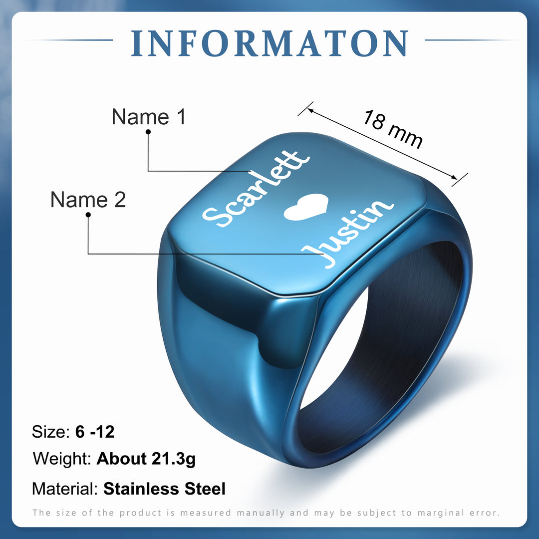 Personalized Name Ring Thumb Ring Titanium Stainless Ring for Men