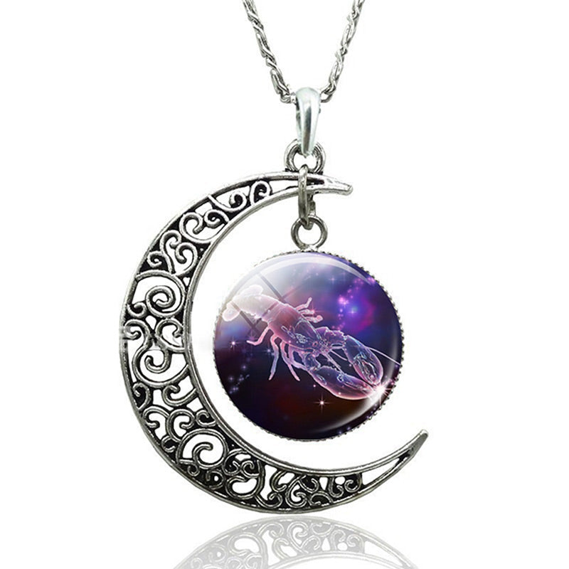 Moon Necklace With Zodiac necklace Zodiac Sign Necklace