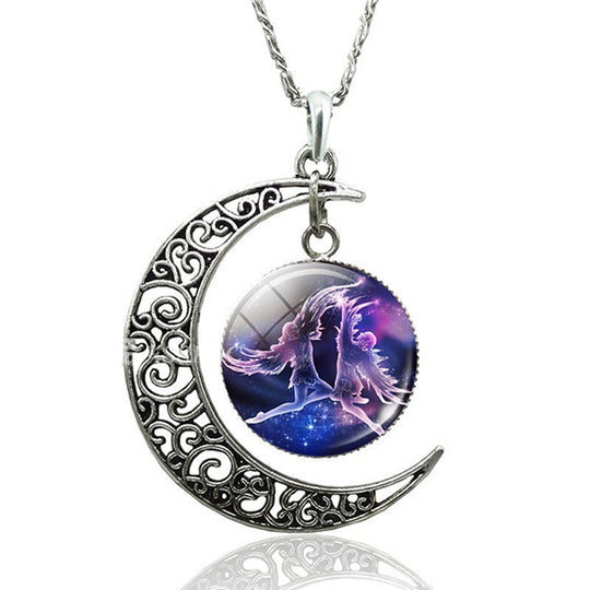 Moon Necklace With Zodiac necklace Zodiac Sign Necklace