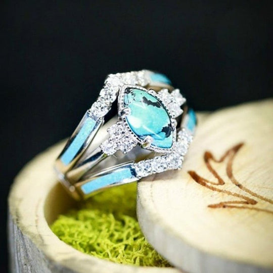 Turquoise Rings Turquoise jewelry Creative 3 Pieces Green turquoise engagement rings