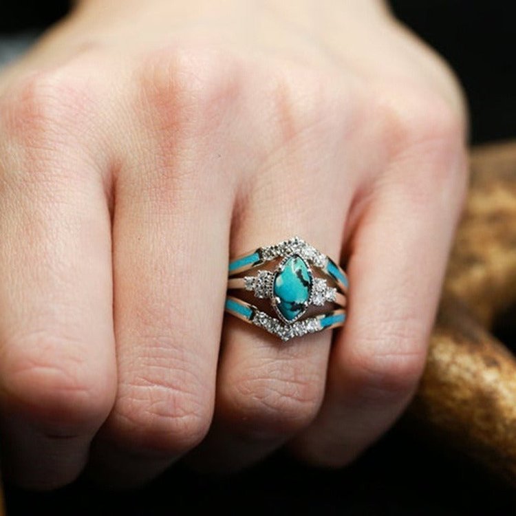 Turquoise Rings Turquoise jewelry Creative 3 Pieces Green turquoise engagement rings