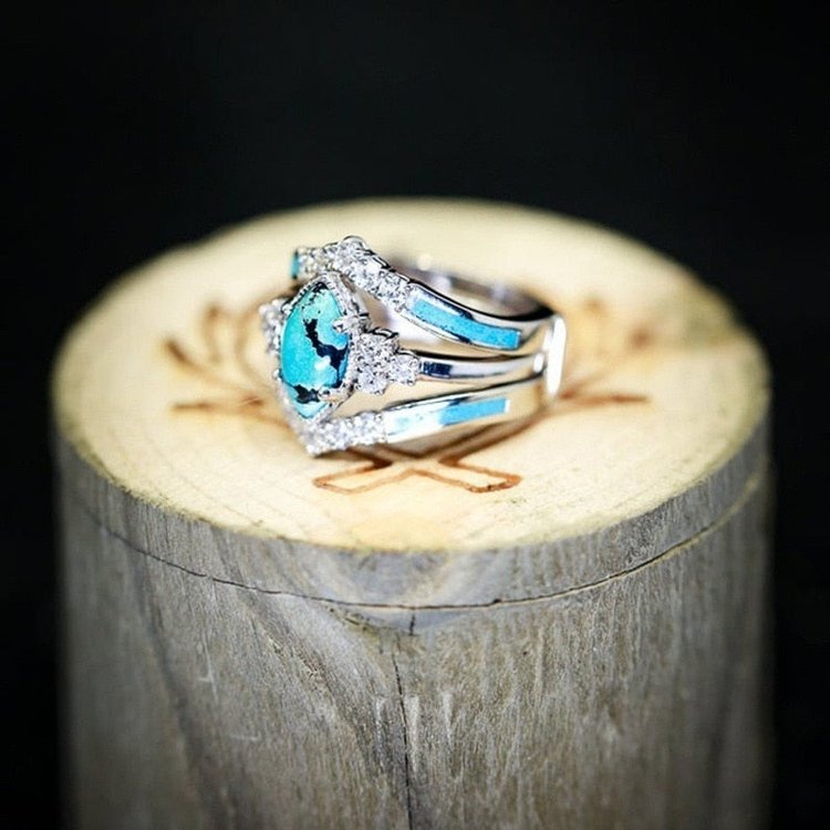 Turquoise Rings Turquoise jewelry Creative 3 Pieces Green turquoise engagement rings