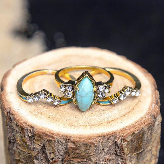 Turquoise Rings Turquoise jewelry Creative 3 Pieces Green turquoise engagement rings