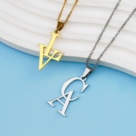 Valentines day gifts Two Letters Necklace