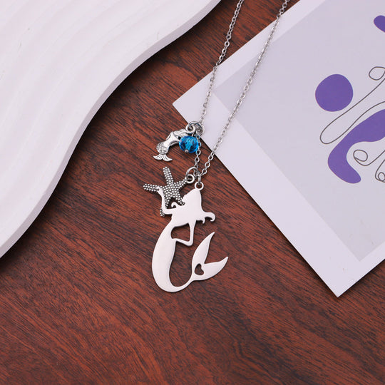 Ocean Starfish Mermaid Pendant Necklace