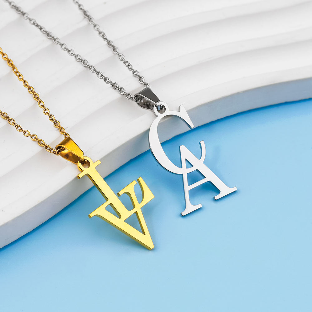 Valentines day gifts Two Letters Necklace