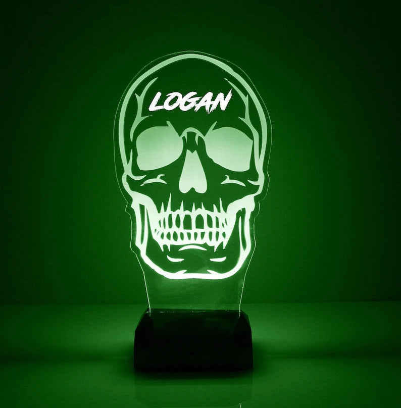 Hollowen Gift Personalized Skull Night Light Custom Name Led Lamp for Family