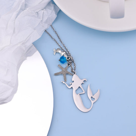 Ocean Starfish Mermaid Pendant Necklace