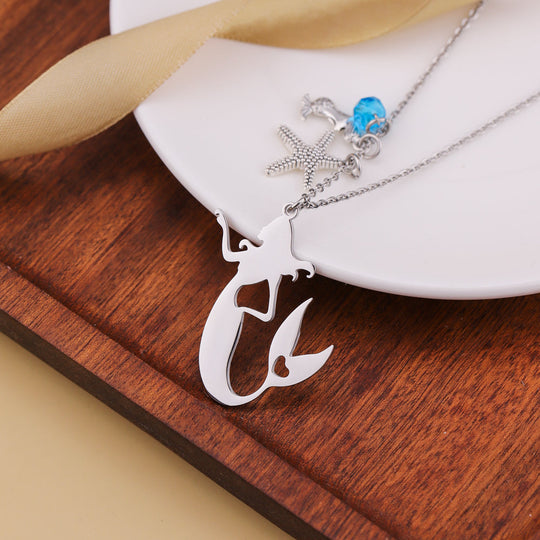 Ocean Starfish Mermaid Pendant Necklace