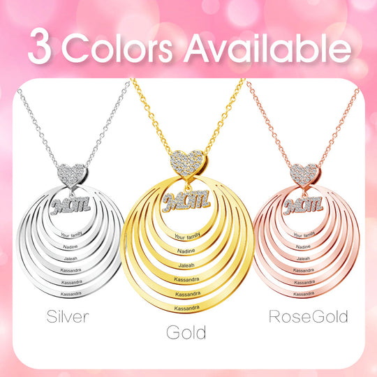 Mom's Heart Personalized Family Stacked Circles Necklace