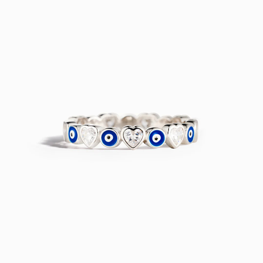 Heart & Evil Eye Ring Protection Ring Gift for Her