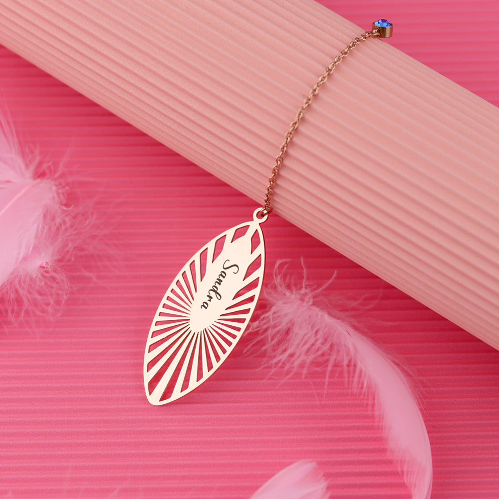 Personalized Name and Birthstone Leaf Bookmark