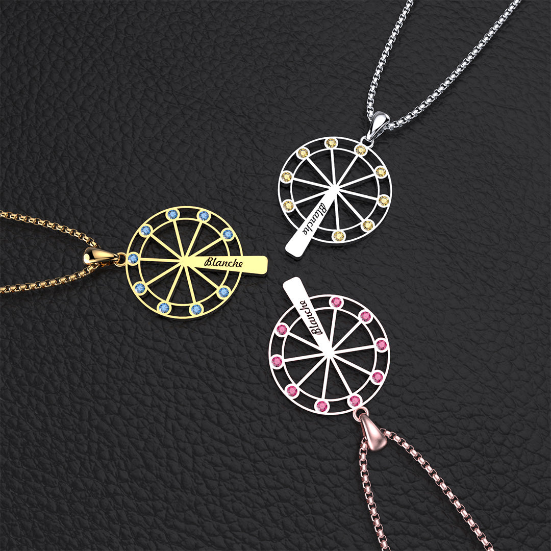 Personalized Ferris Wheel Charm Necklace-Birthstone Decor