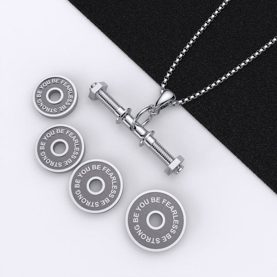 Father's Day Gift Dumbbell Necklace With Personalized Name Charms