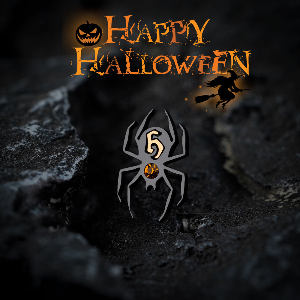 Halloween Spider Earrings with Initial and Birthstone Stud